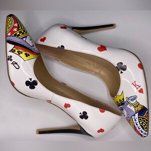 YCG Size 6 Kings Queens Poker Pointed High Heels Stilettos Las Vegas NEW
